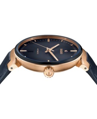 Unisex Swiss Automatic Florence Blue Leather Strap Watch 39mm