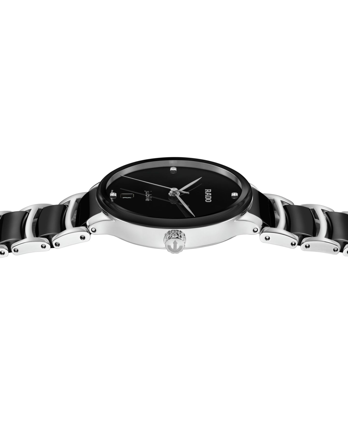 Женские часы Rado Swiss Centrix Diamond Accent Black Ceramic & Stainless Steel Bracelet Watch 35mm — фото 3