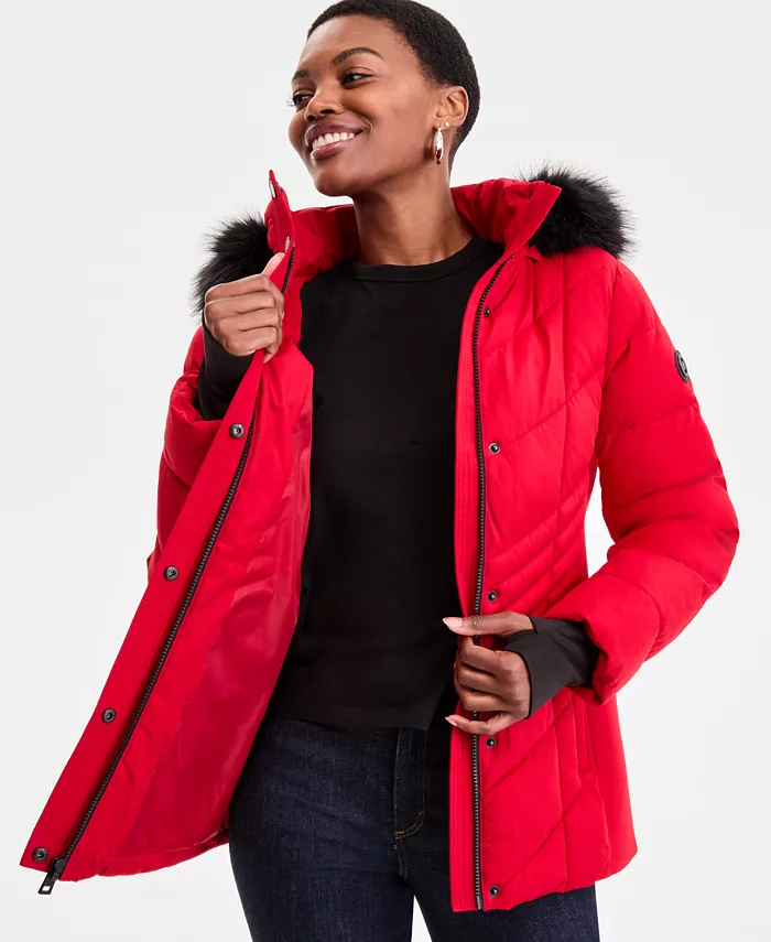 Women's Faux-Fur-Trim Hooded Puffer Coat - thumbnail 10