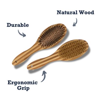 Dual-Sided Natural Bamboo Wood Dog Brush - Ergonomic, Durable & Versatile