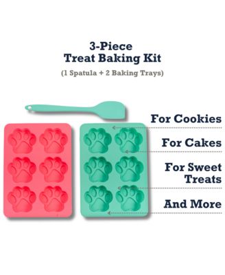 3-Piece Silicone Baking Kit – Includes 2 Baking Trays (6-Cavity Paw Print Mold) & Spatula – for Dog Treats