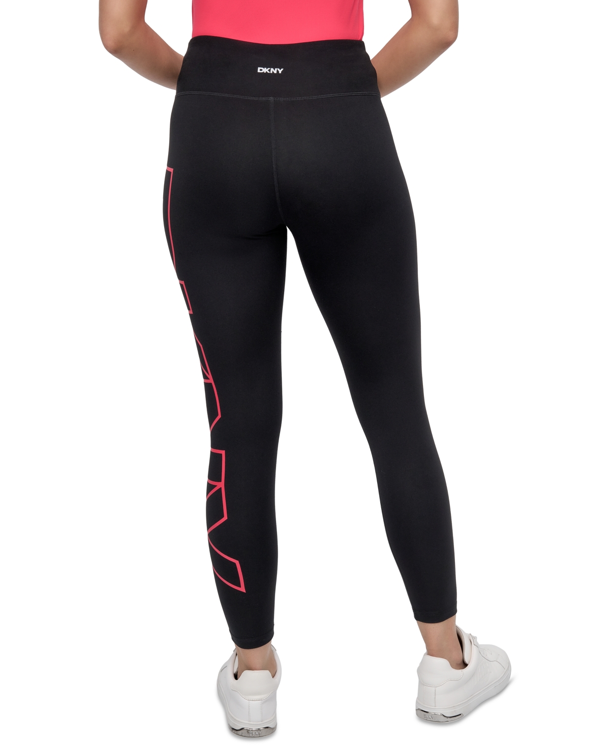 Dkny Sport Women's Logo Balance Compression High-waist 7/8 Tights In Black