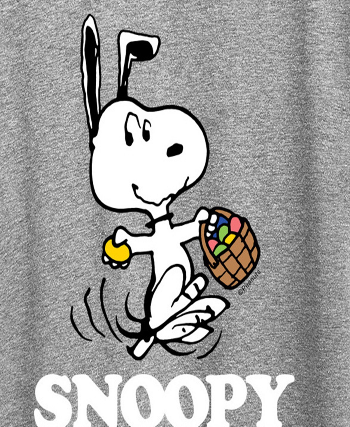Hybrid Apparel Plus Size Peanuts Snoopy Easter Graphic Crew Neck T-shirt In Gray
