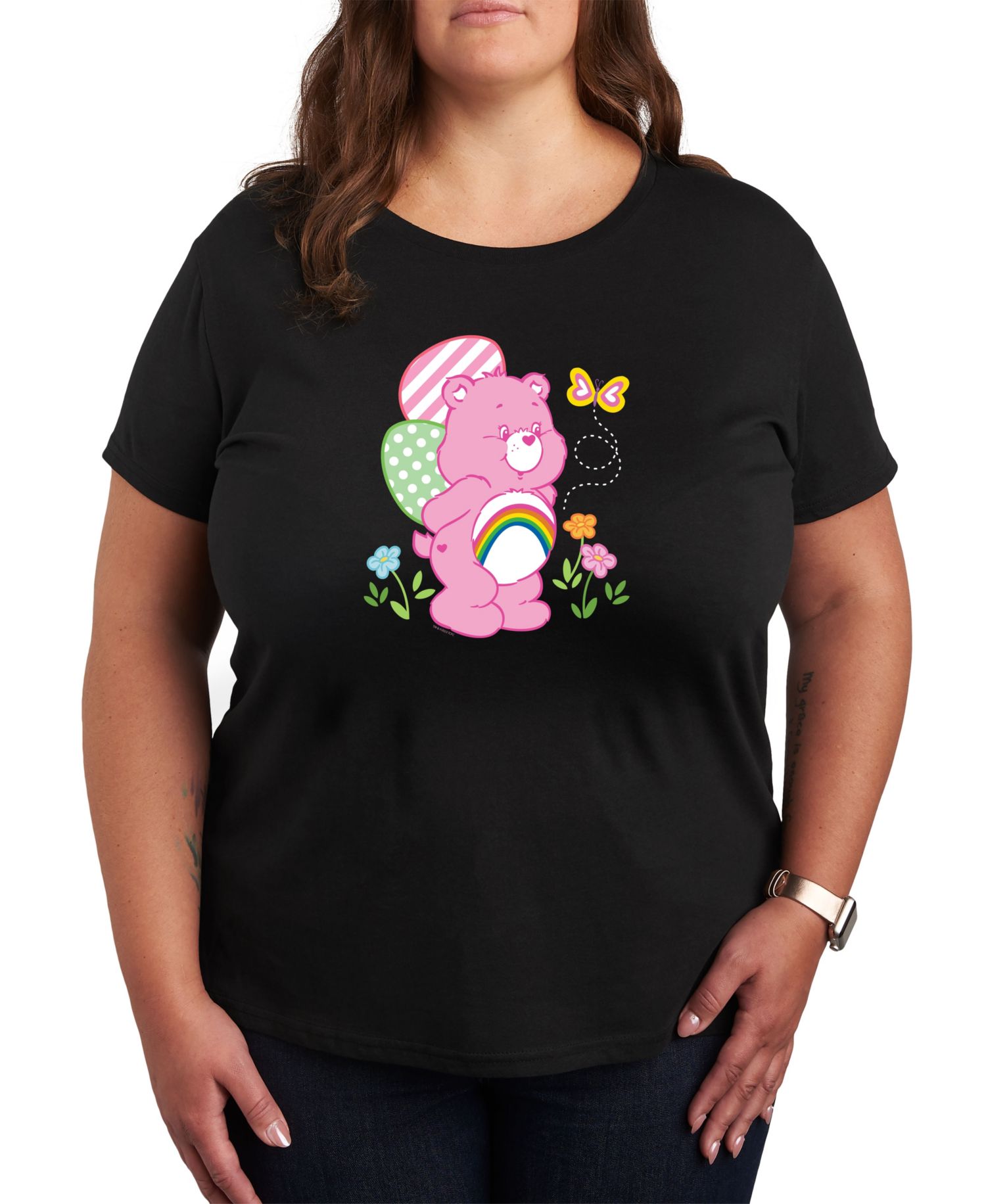 Plus Size Care Bears Easter Graphic Crew Neck T-Shirt