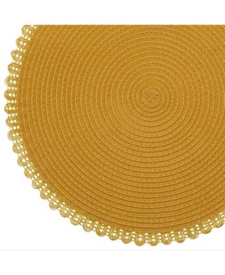 Chantilly 15" Round Woven Placemats Set of 6 - Durable, Reversible & Non-Slip Table Mats