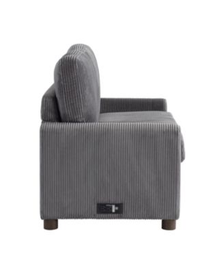 53.3" Corduroy Danson Convertible Loveseat with Charging Port