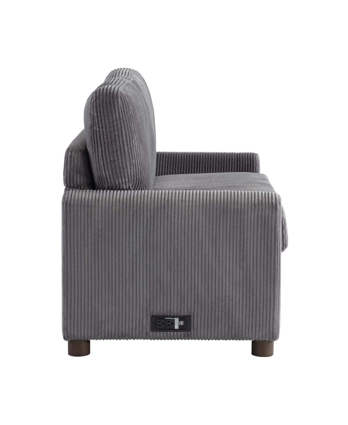 Serta 53.3" Corduroy Danson Convertible Loveseat With Charging Port In Gray