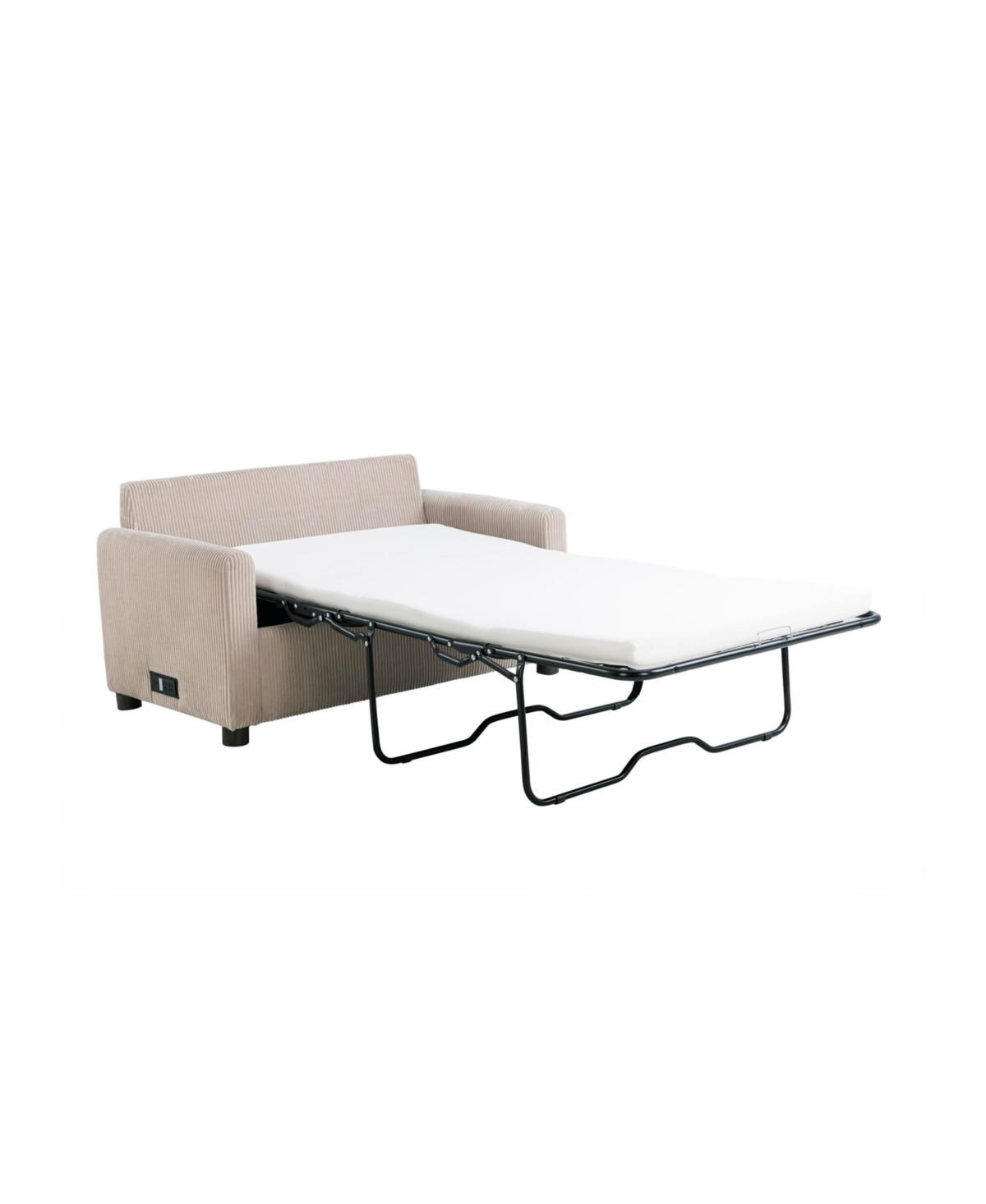 Serta 53.3" Corduroy Danson Convertible Loveseat With Charging Port In Beige