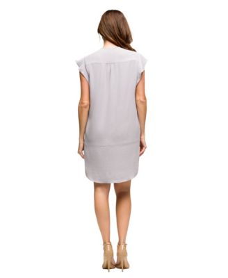 Women's V Neck Cap Sleeve Knee Length Pocket Dress