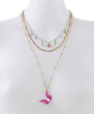 Faux Stone Garden Glam Dragonfly Layered Necklace