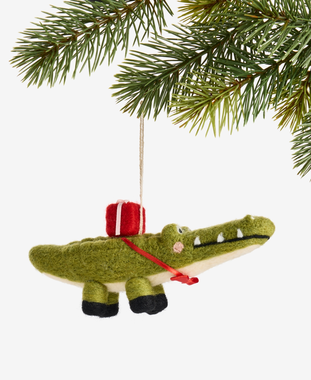 Holiday Lane Tiny Tidings Crocodile With Gift Ornament, Macy's Exclusive In Transparent
