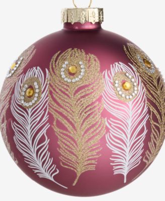 Berry Tones Peacock Feather Ball Ornament, Macy's Exclusive