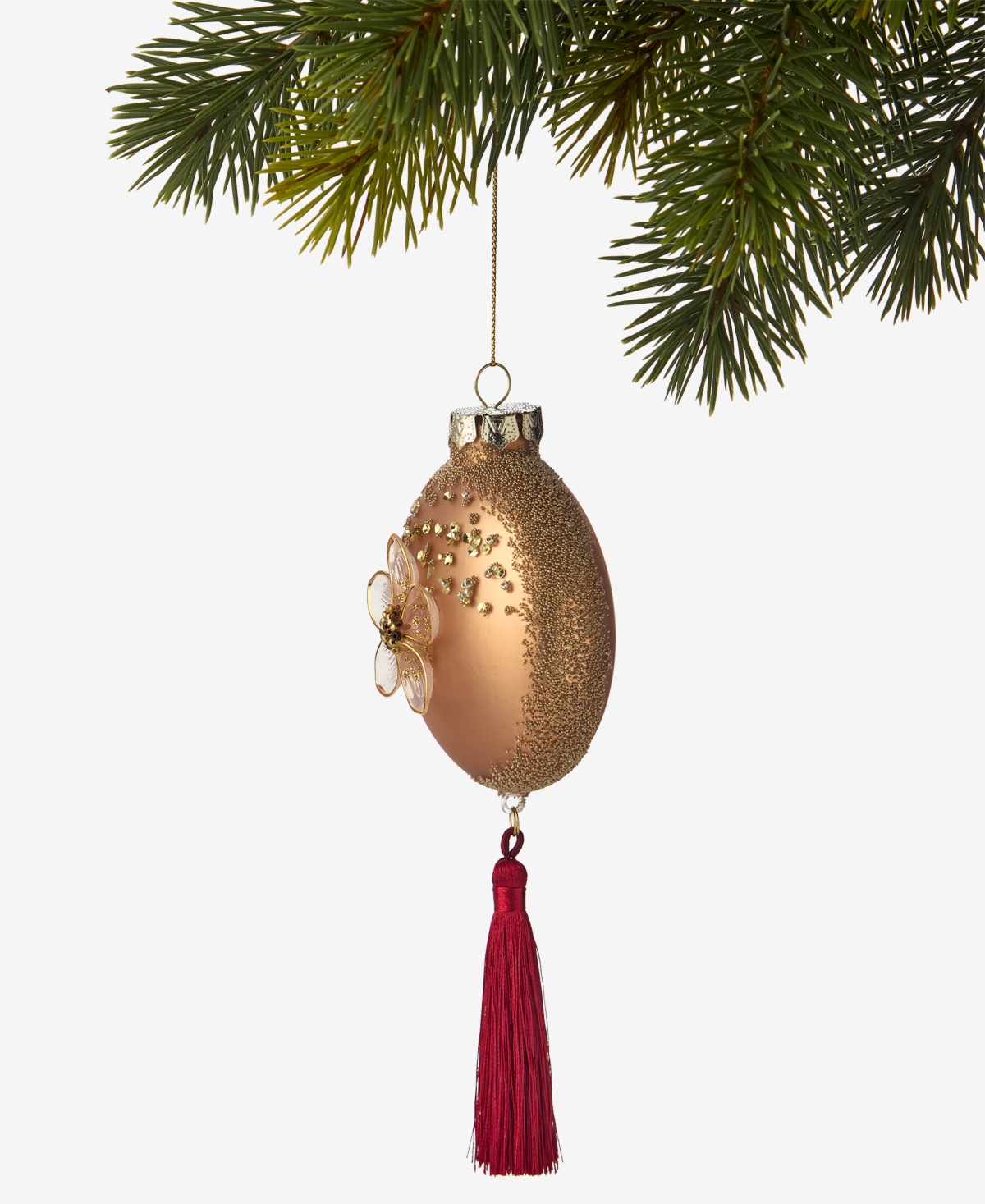 Holiday Lane Berry Tones Tasseled Gold Disk Ornament, Macy's Exclusive In Transparent