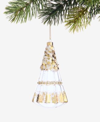 Holiday Lane - Berry Tones Clear Gold Christmas Tree Ornament