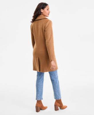 Petite Collared Button-Front Coat, Exclusively at Macy's