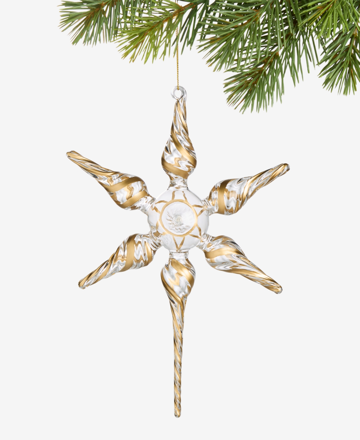 Holiday Lane Blessed Glass Gold-tone Striped Finial Ornament, Macy's Exclusive In Multi