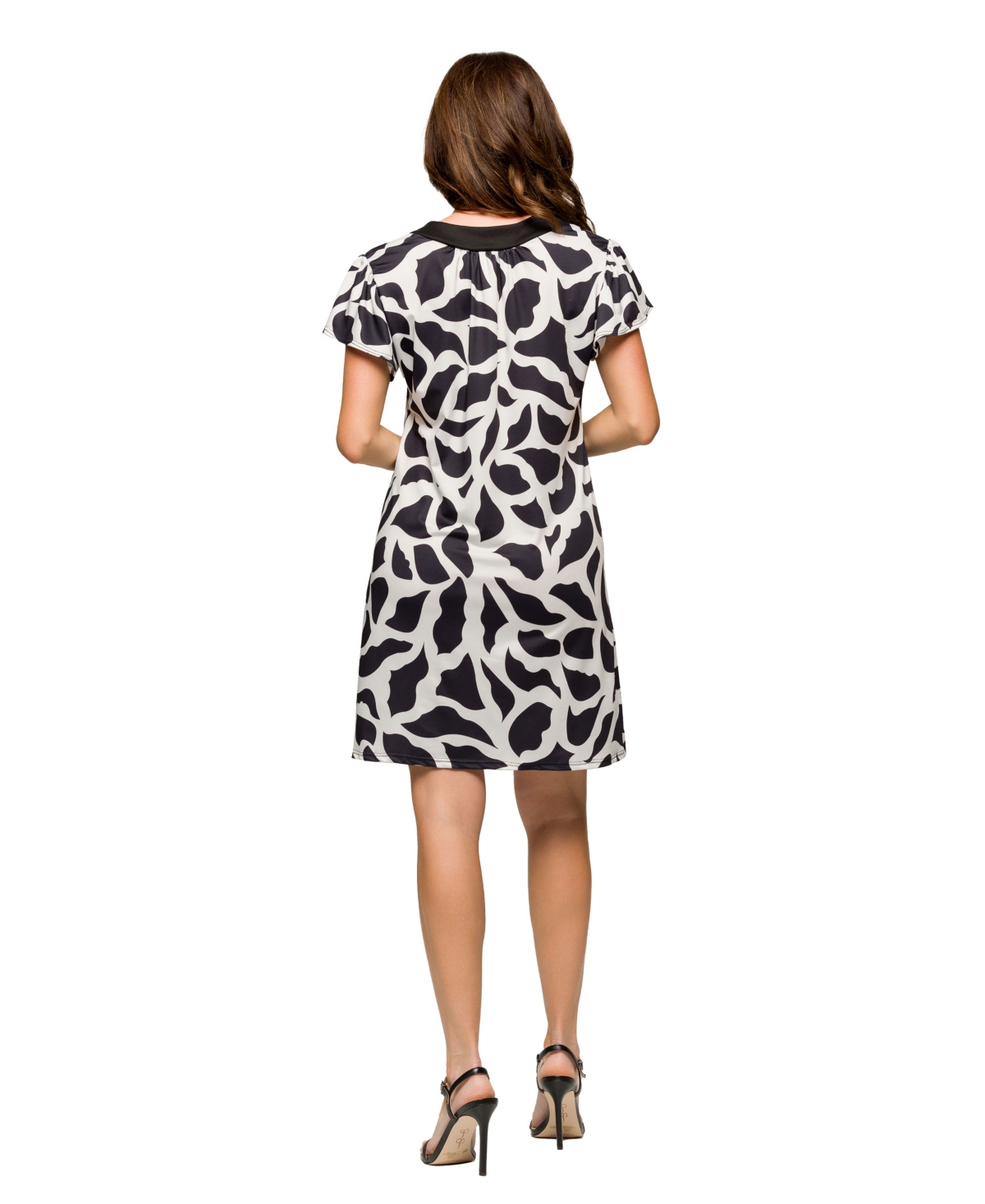 24seven Comfort Apparel Maternity Black And White Short Sleeve Scoop Neck Mini Dress