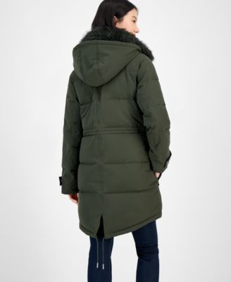 Women's Faux-Fur-Trim Hooded Puffer Coat