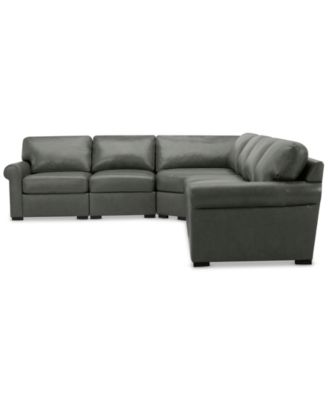 Radley Roll Arm 152" 5-Pc. Leather Wedge Corner L Sectional