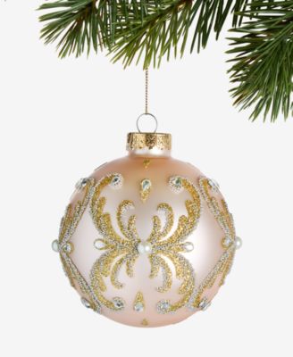 Holiday Lane - Gilded Glamour Pink Gem Ball Ornament