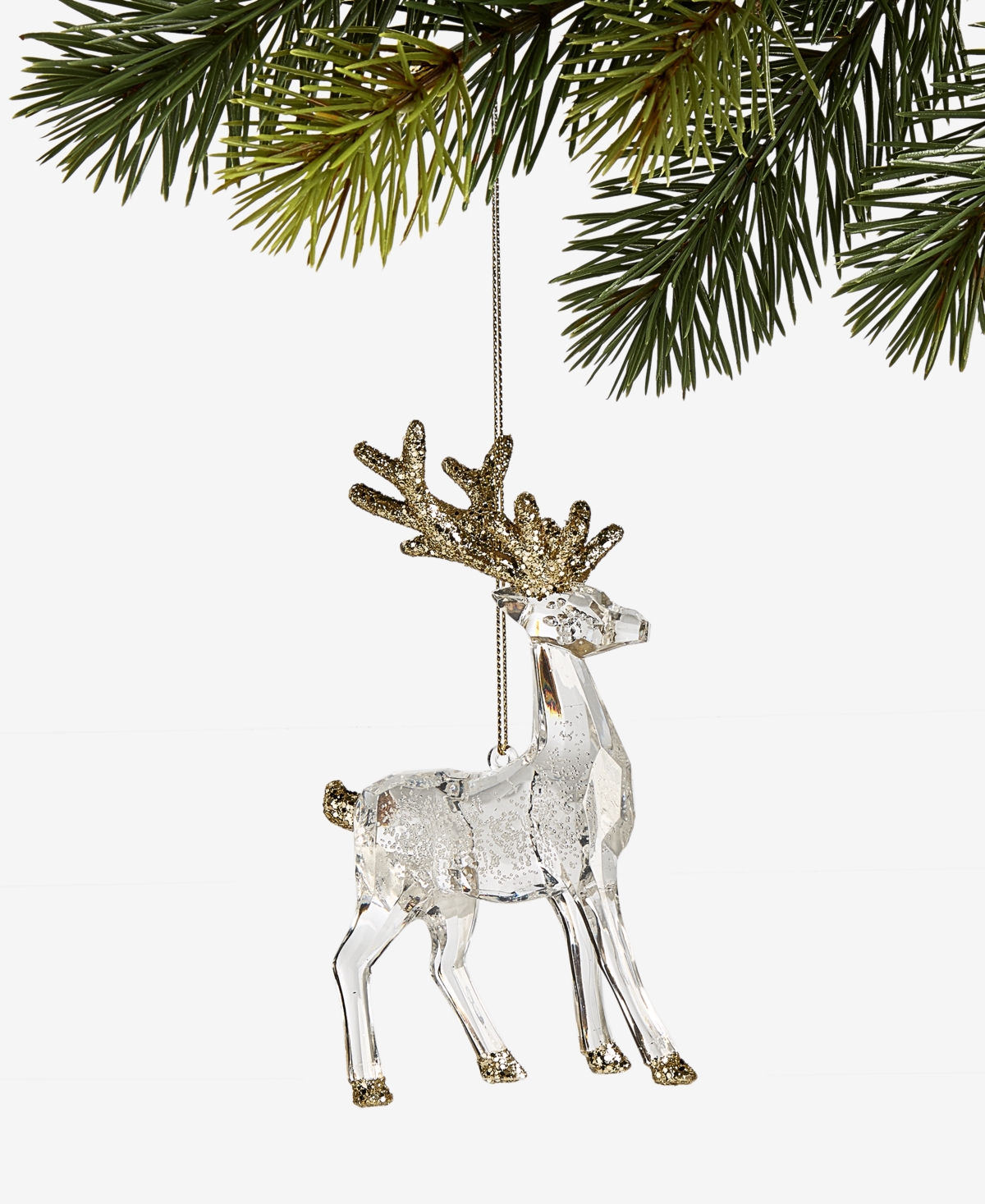Holiday Lane Iced Delight Clear And Gold Deer Ornament, Macy's Exclusive In Transparent