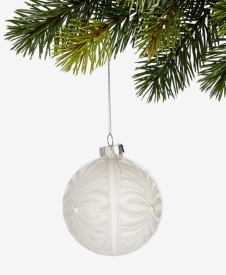 Iced Delight White Glitter Decor Ball Ornament, Macy's Exclusive 