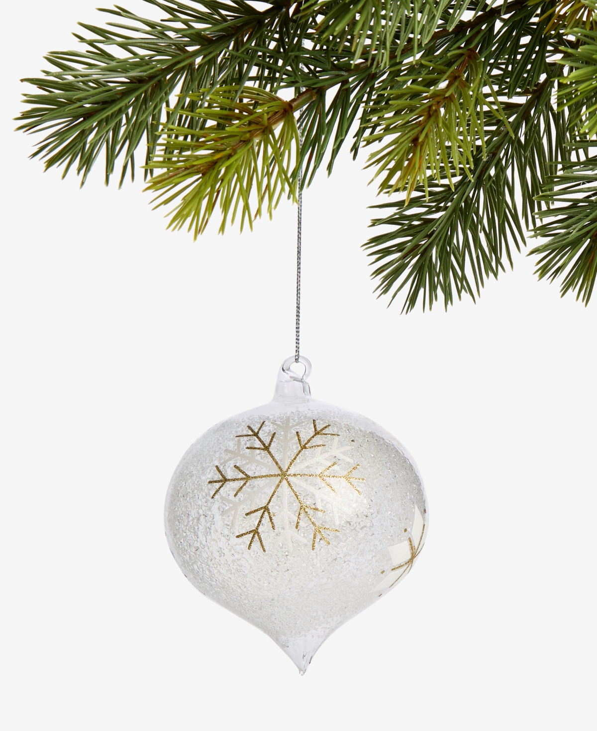 Holiday Lane Iced Delight Glass Snowflake Onion Ornament, Macy's Exclusive In Transparent