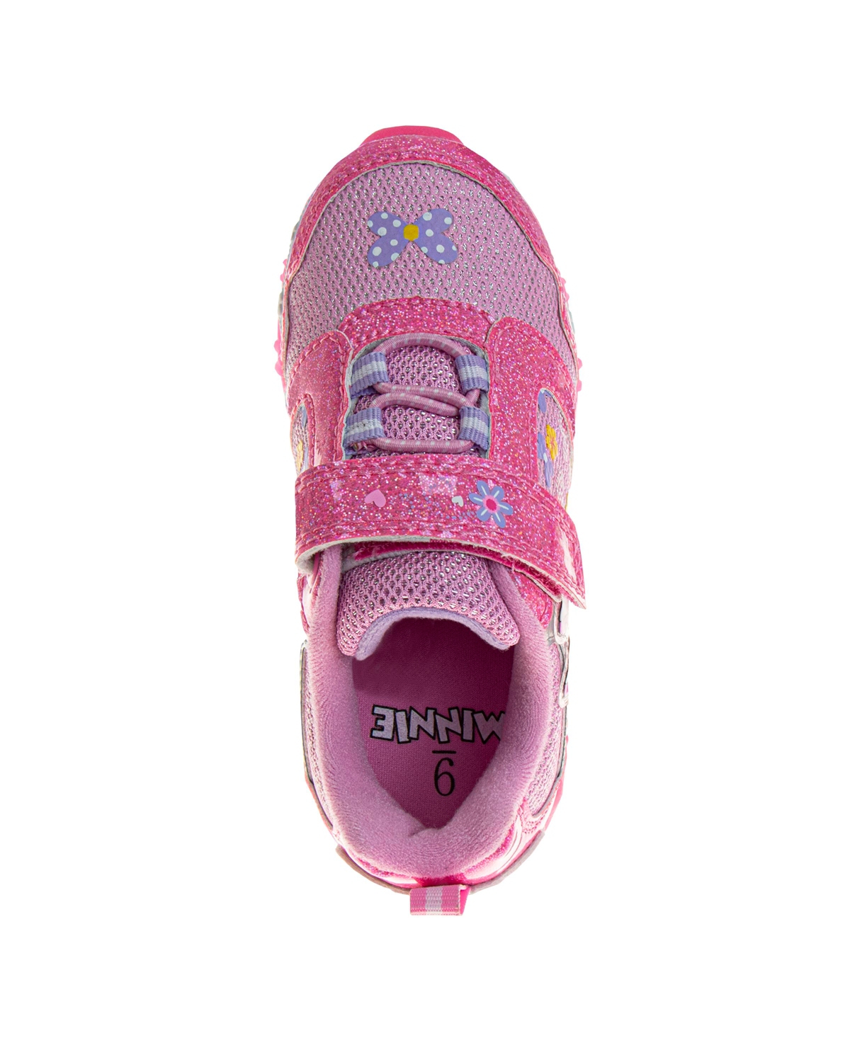 Disney Toddler Girls Light Up Hook And Loop Sneakers In Pink