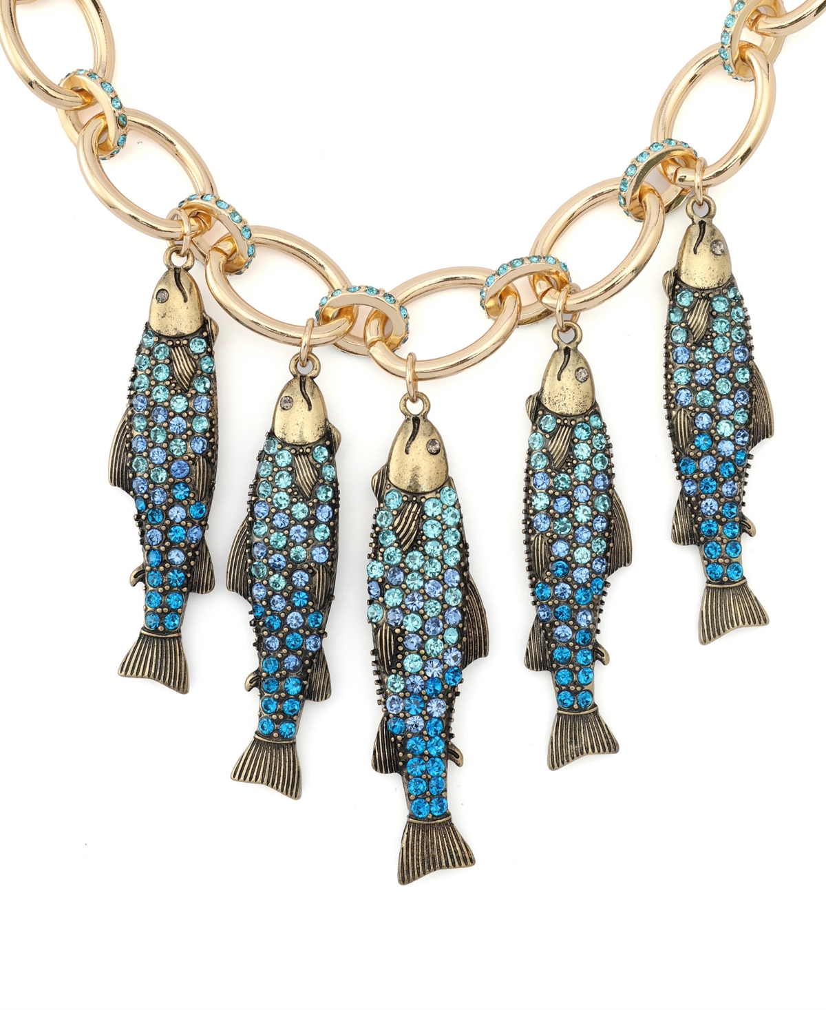 BETSEY JOHNSON MERMAID JEWELS FISH CHARM BIB NECKLACE 