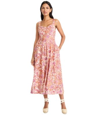 Maggy London - Women's Printed Empire-Waist Midi Dress