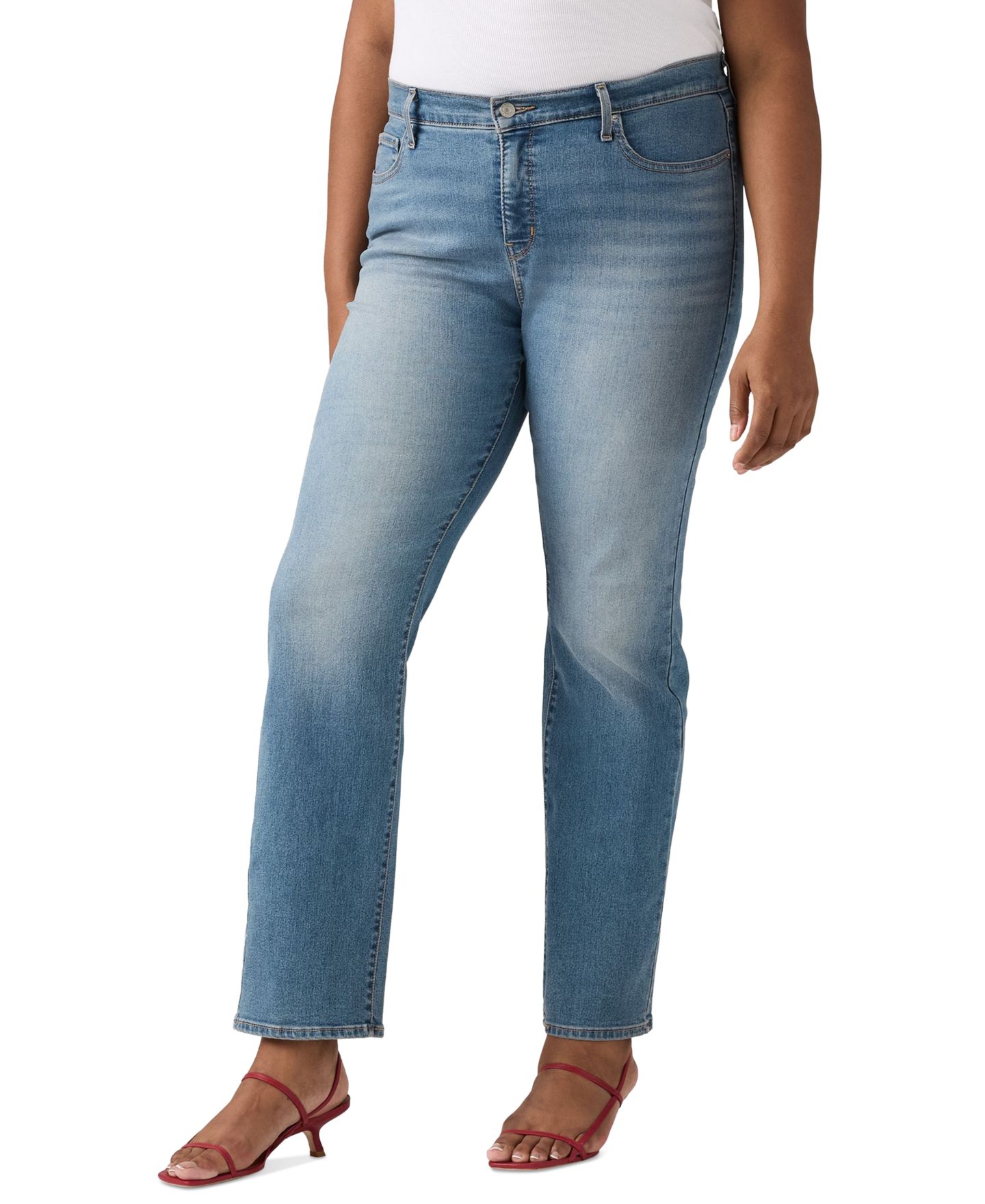 Женские джинсы Levi's Trendy Plus Size 314 Mid-Rise Shaping Straight-Leg, цвет: Индиго — фото 1