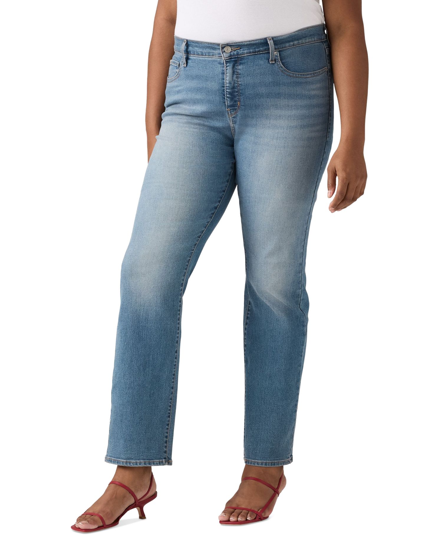 Trendy Plus Size 314 Mid-Rise Shaping Straight-Leg Jeans