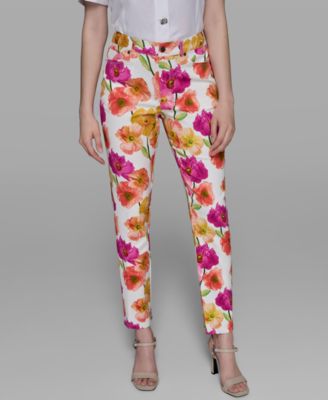 KARL LAGERFELD PARIS - Women's Floral-Print Staight-Leg Pants