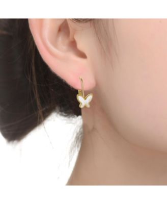 Enchanting Kids 14K Yellow Gold-Plated Mother of Pearl Butterfly Dangle Earrings