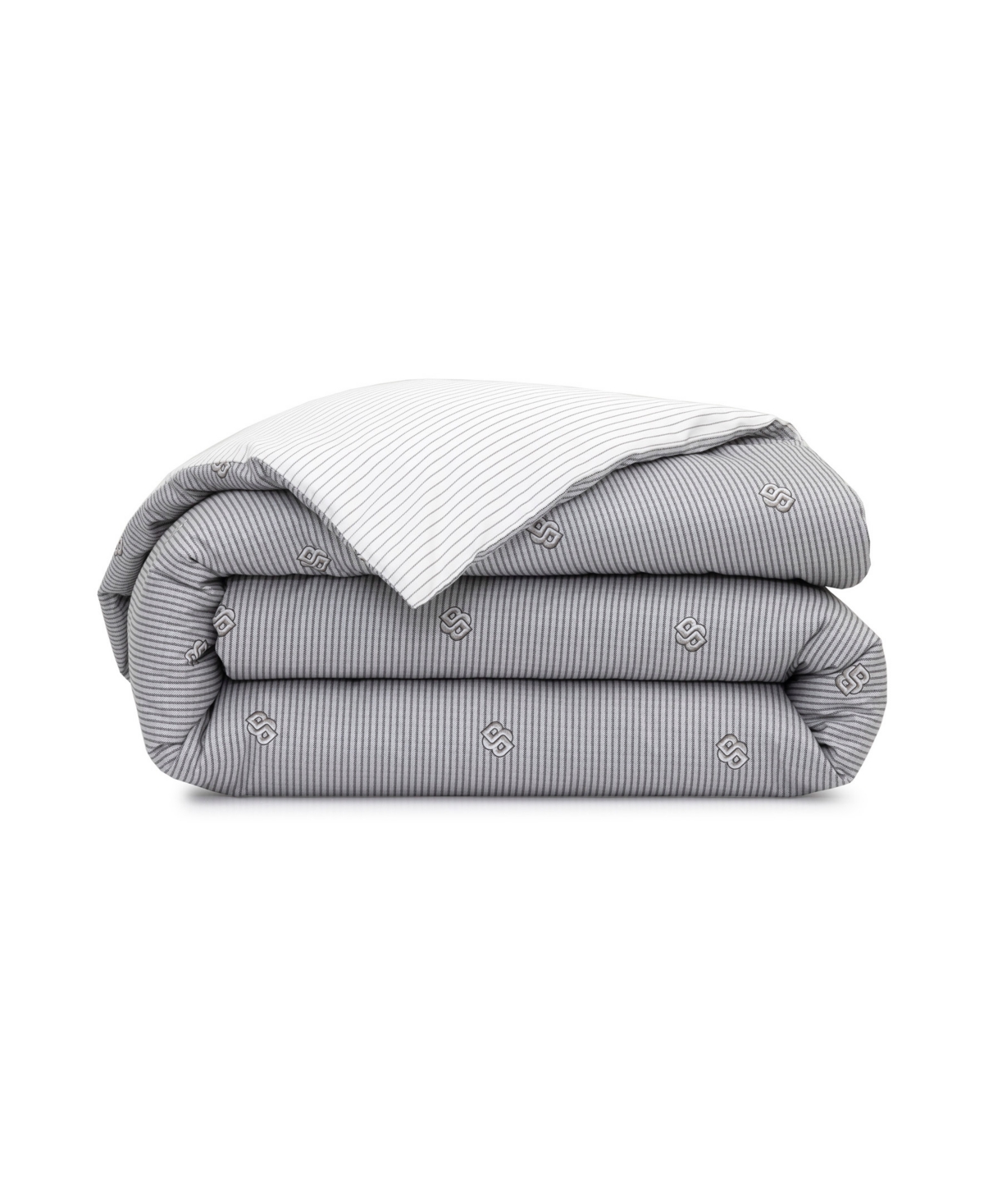 Boss Home Closeout!  By Hugo Boss Double B Duvet Cover, Full/queen In Gray