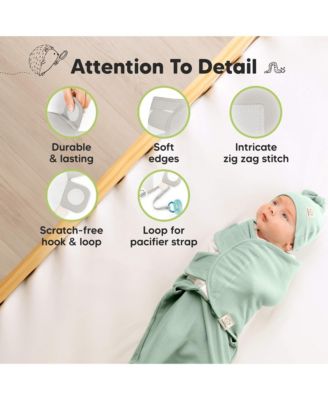3-Pack Organic Baby Swaddle Sleep Sacks with Knot Hats, Newborn Baby Swaddles Wrap, Ergonomic Wearable Blanket