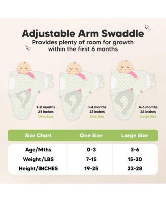 3-Pack Organic Baby Swaddle Sleep Sacks with Knot Hats, Newborn Baby Swaddles Wrap 0-3 Months, Ergonomic Wearable Blanket