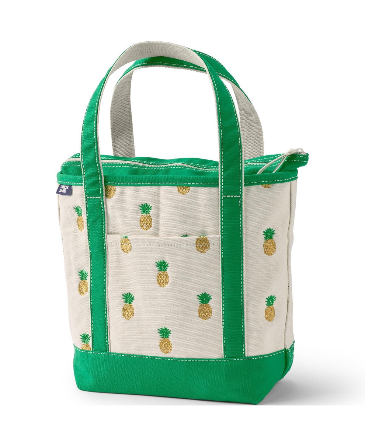 Medium Embroidered 5 Pocket Zip Top Canvas Tote Bag - Embroidered pineapple