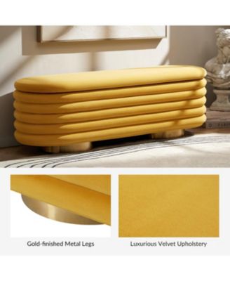 Rupert Bench with Gold-finished Metal Legs