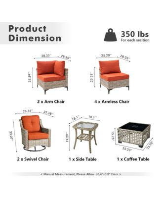 10 Piece Outdoor Rattan Patio Set with Swivel Rocker Chairs, Modular Sectional & Solar Coffee Table