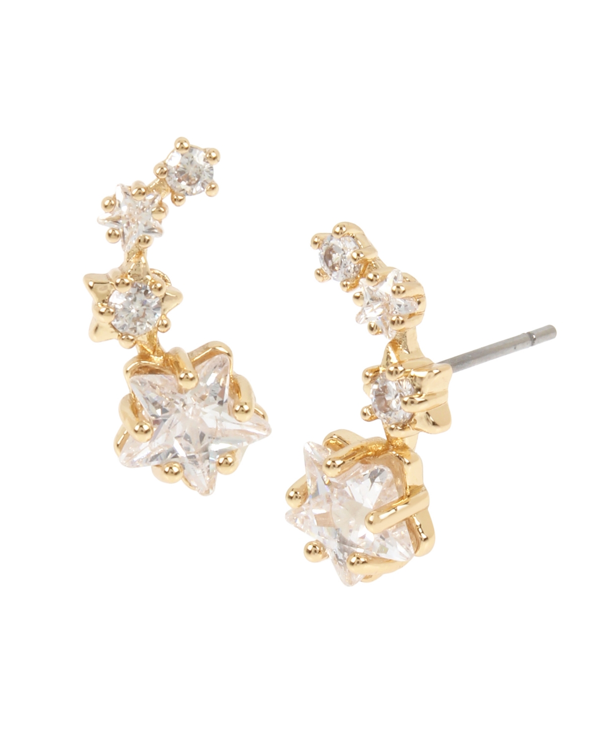 Cubic Zirconia Shooting Star Crawlers Earrings - Crystal, Gold