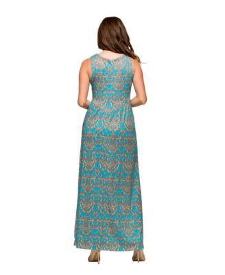Women's Sky Blue Sleeveless V Neck Maxi Dress with Pockets