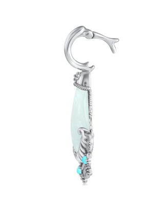Sterling Silver White Mother of Pearl and Sleeping Beauty Turquoise Fan Pendant Enhancer
