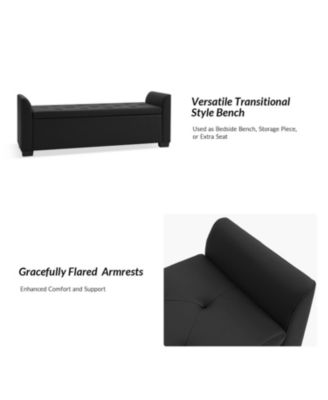 Monica 57.75 PU "Wide Tufted Storage Bench with Flared Arms