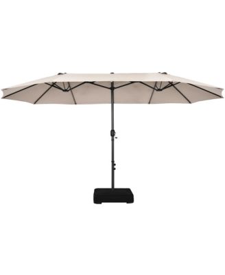15 ft Double-Sided Patio Umbrella Market Twin Umbrella w/ Enhanced Base