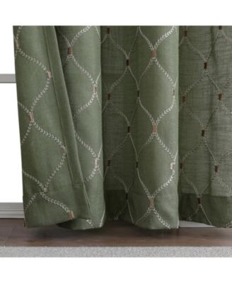 1 Piece Vienna Lux Embroidered Linen Blend Semi Sheer Grommet Window Curtain Panel - 84 in. Long