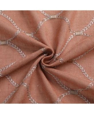 1 Piece Vienna Lux Embroidered Linen Blend Semi Sheer Grommet Window Curtain Panel - 84 in. Long