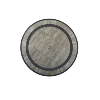 48 inch Aluminum Ceramic Tile Top Round Dining Table with Umbrella Hole