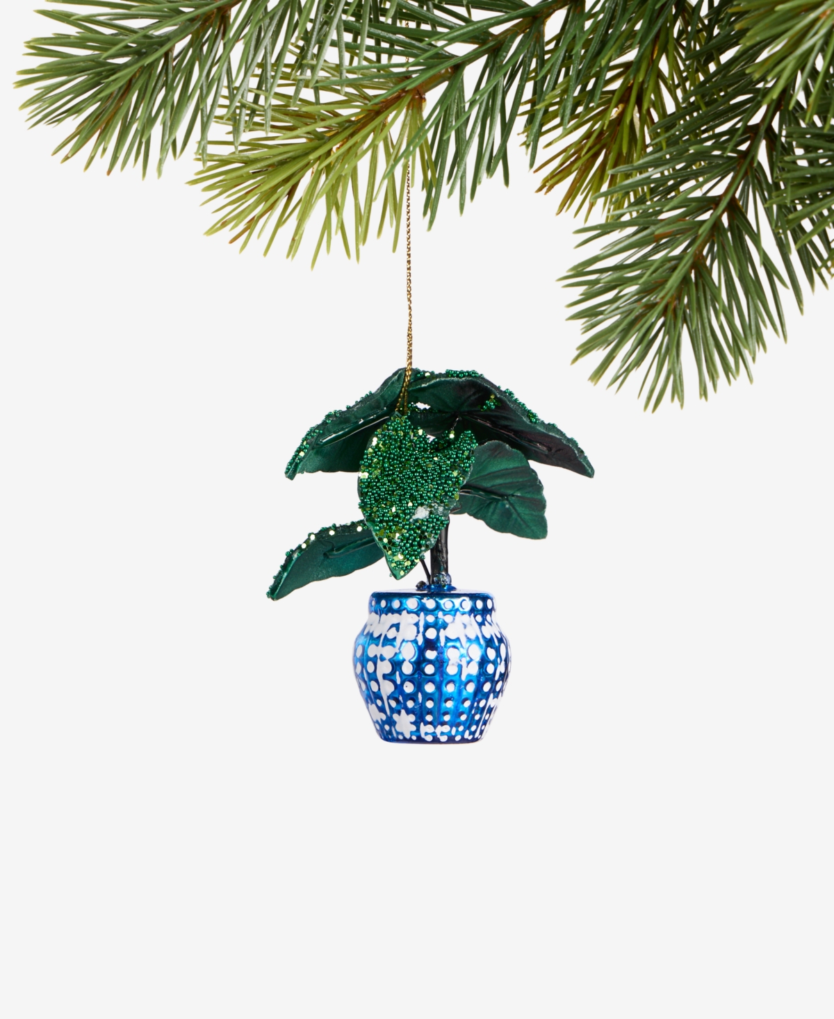 Holiday Lane Eclectic Charm Glass Potted House Plant Ornament, Macy's Exclusive In Transparent