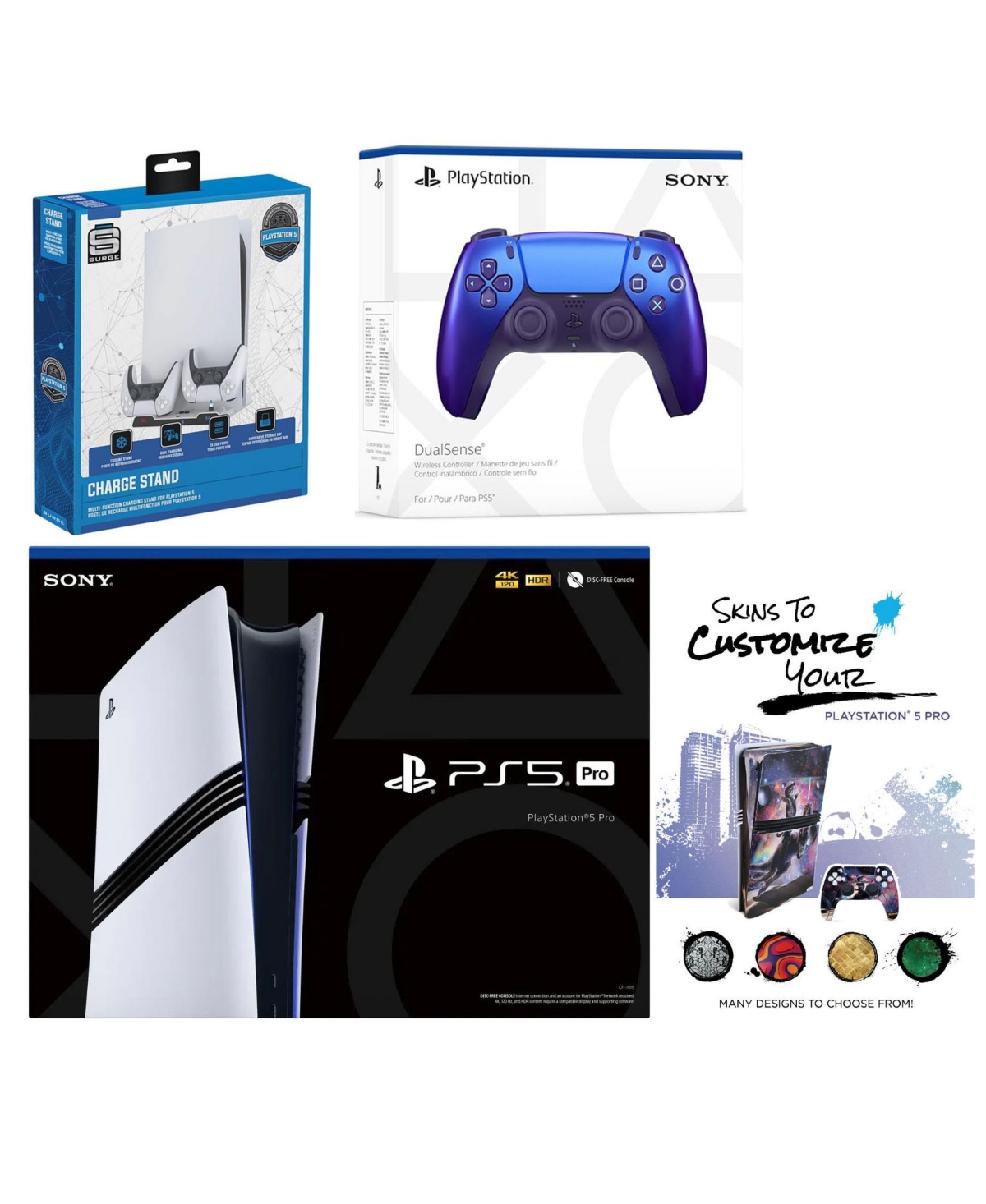 Sony PlayStation 5 Pro with Extra Cosmic Red Controller, Charging Usb Hub and MightySkins Decal Voucher